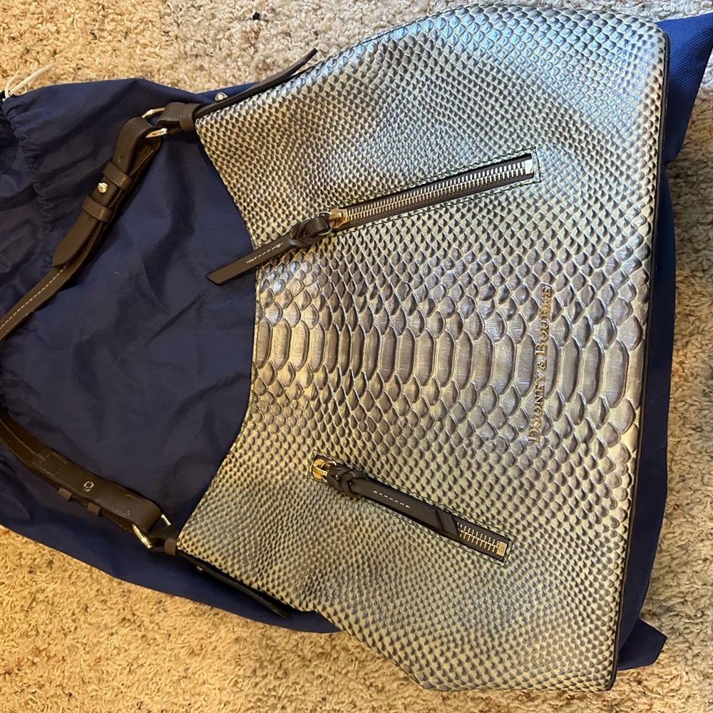Dooney & Bourke Silver Snakeskin Shoulder Bag